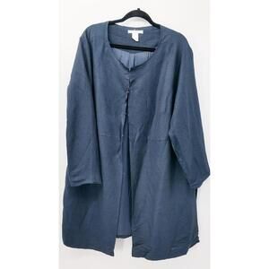 Sarah Spencer Plus Size 22W Linen Rayon Blend Navy Blue Coat Lightweight